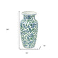 24" White Blue And Green And White Chinoiserie Porcelain Table Vase