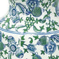 24" White Blue And Green And White Chinoiserie Porcelain Table Vase