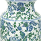 24" White Blue And Green And White Chinoiserie Porcelain Table Vase