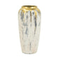 14" Gray Ivory And Gold Modern Abstract Ceramic Table Vase