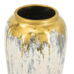 14" Gray Ivory And Gold Modern Abstract Ceramic Table Vase