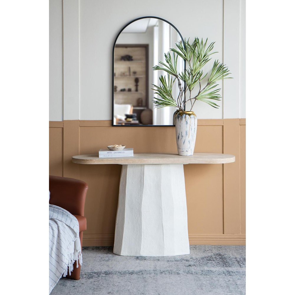 14" Gray Ivory And Gold Modern Abstract Ceramic Table Vase