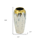 14" Gray Ivory And Gold Modern Abstract Ceramic Table Vase