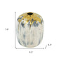 8" Gray Ivory And Gold Modern Abstract Ceramic Table Vase