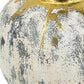 12" Gray Ivory And Gold Modern Abstract Ceramic Table Vase