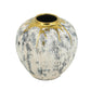 12" Gray Ivory And Gold Modern Abstract Ceramic Table Vase