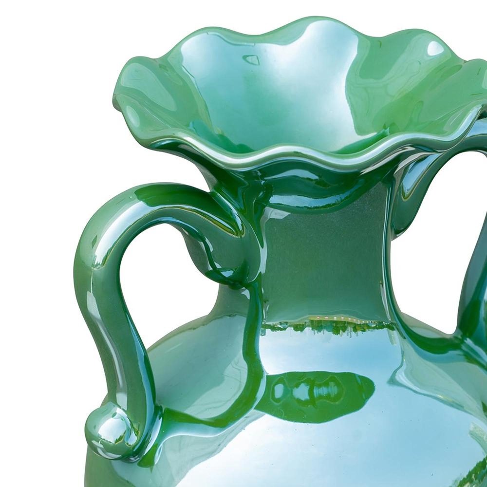 8" Hunter Green Amphora Ceramic Table Vase With Does Not Apply