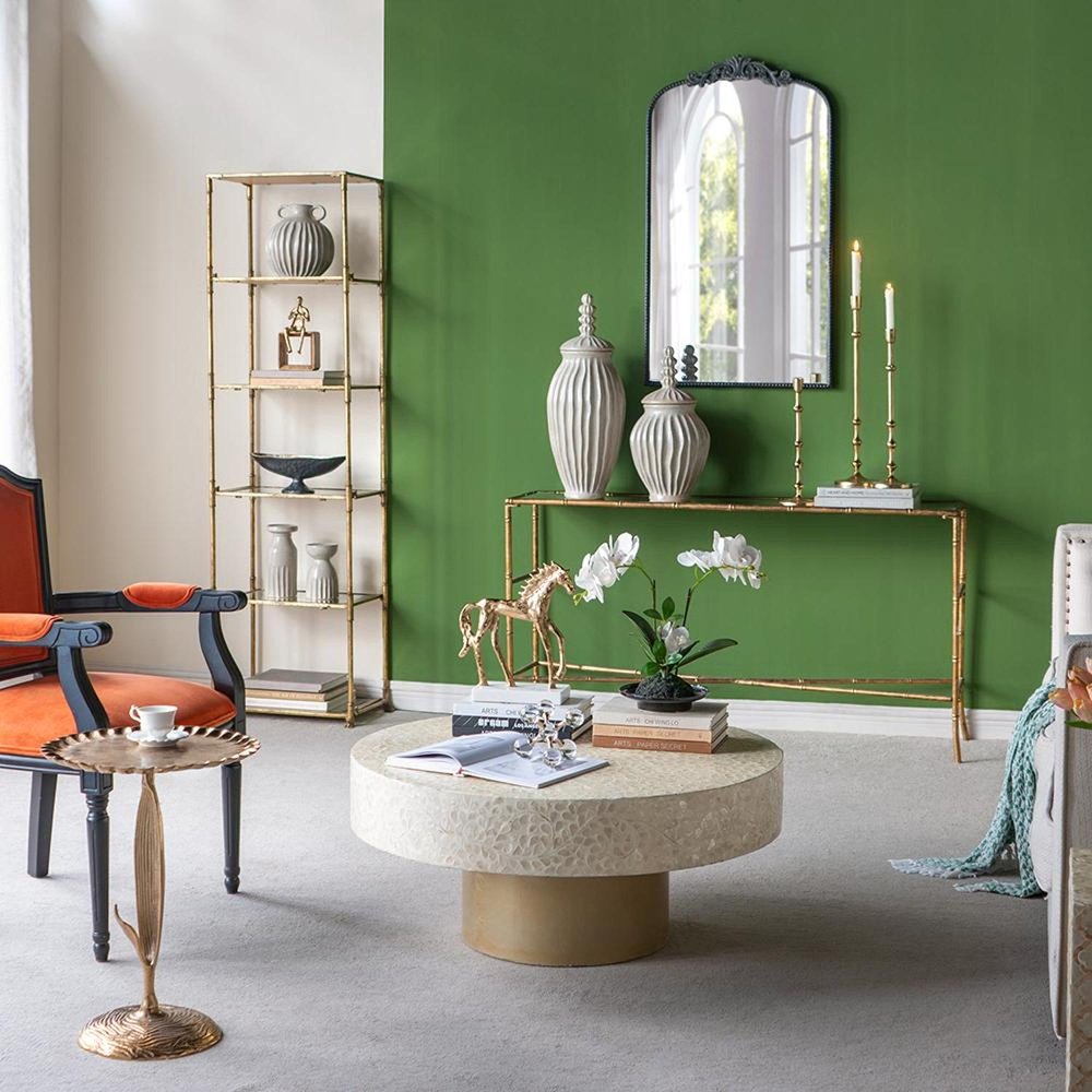 10" Sage And Gray Round With Handles Ceramic Table Vase