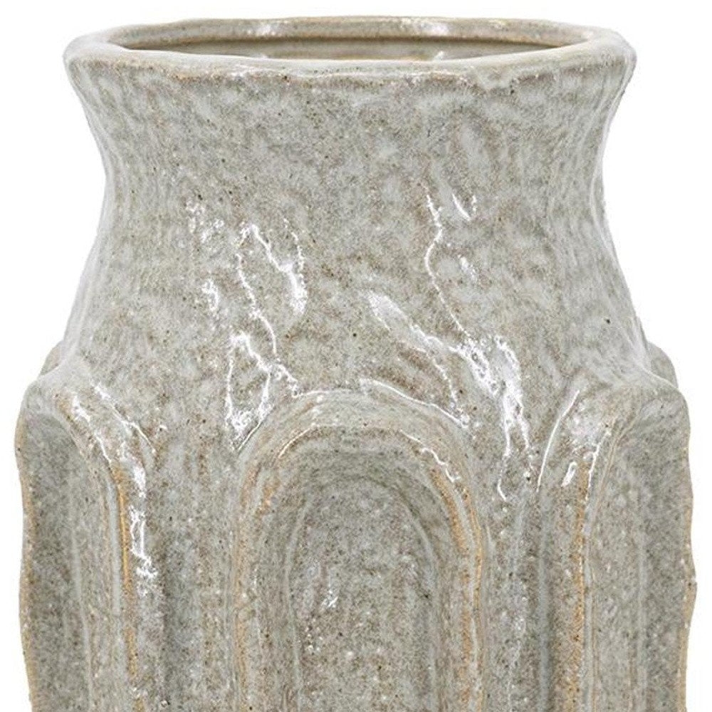8" Sage And Gray Textural Ceramic Table Vase