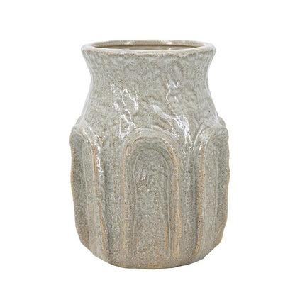 8" Sage And Gray Textural Ceramic Table Vase