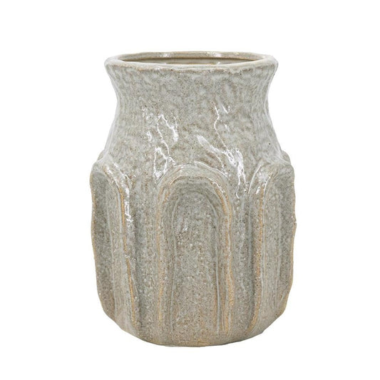 8" Sage And Gray Textural Ceramic Table Vase