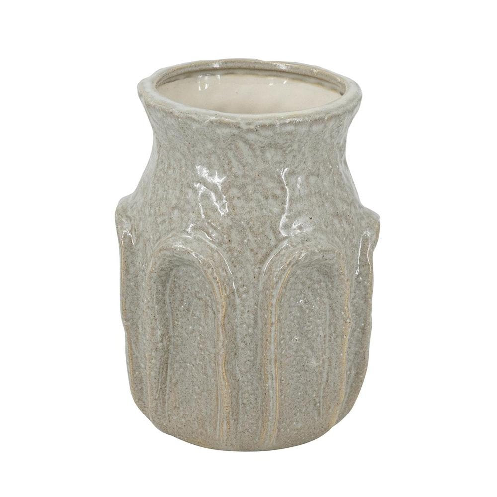 8" Sage And Gray Textural Ceramic Table Vase