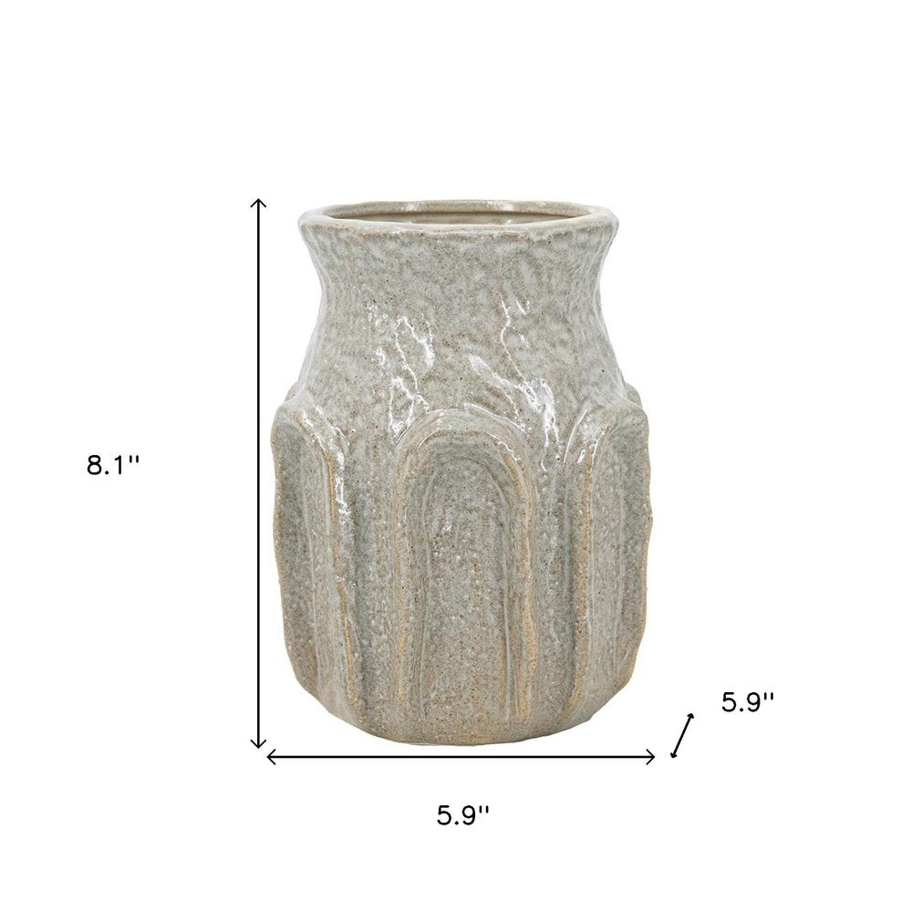 8" Sage And Gray Textural Ceramic Table Vase
