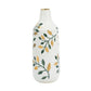 12" White Green And Gold Floral Leaf Bud Ceramic Table Vase