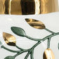 9" White Green And Gold Leaf Round Ceramic Table Vase