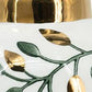 9" White Green And Gold Leaf Round Ceramic Table Vase