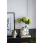 9" White Green And Gold Leaf Round Ceramic Table Vase