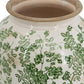 15" Green and White Leaf Trumpet Ceramic Table Vase With Does Not Apply