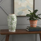 15" Green and White Leaf Trumpet Ceramic Table Vase With Does Not Apply