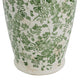 15" Green and White Leaf Trumpet Ceramic Table Vase With Does Not Apply