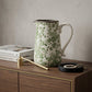 9" Green And White Leaf Ceramic Round Jug Vase