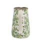 9" Green And White Leaf Ceramic Round Jug Vase