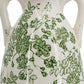 14" Green and White Leaf Amphora Ceramic Table Vase With Does Not Apply