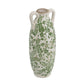 14" Green And White Leaf Ceramic Amphora Table Vase