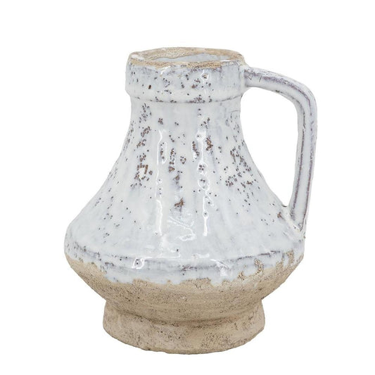 6" Sand And White Terracotta Round Jug Vase
