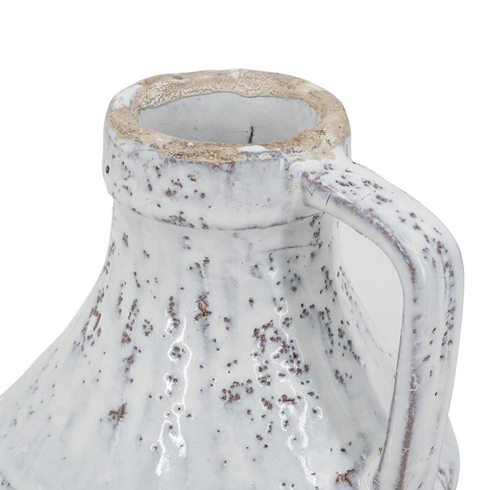 6" Beige and Ivory Round Terracotta Jug Vase With Does Not Apply