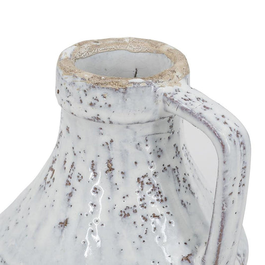 6" Beige and Ivory Round Terracotta Jug Vase With Does Not Apply