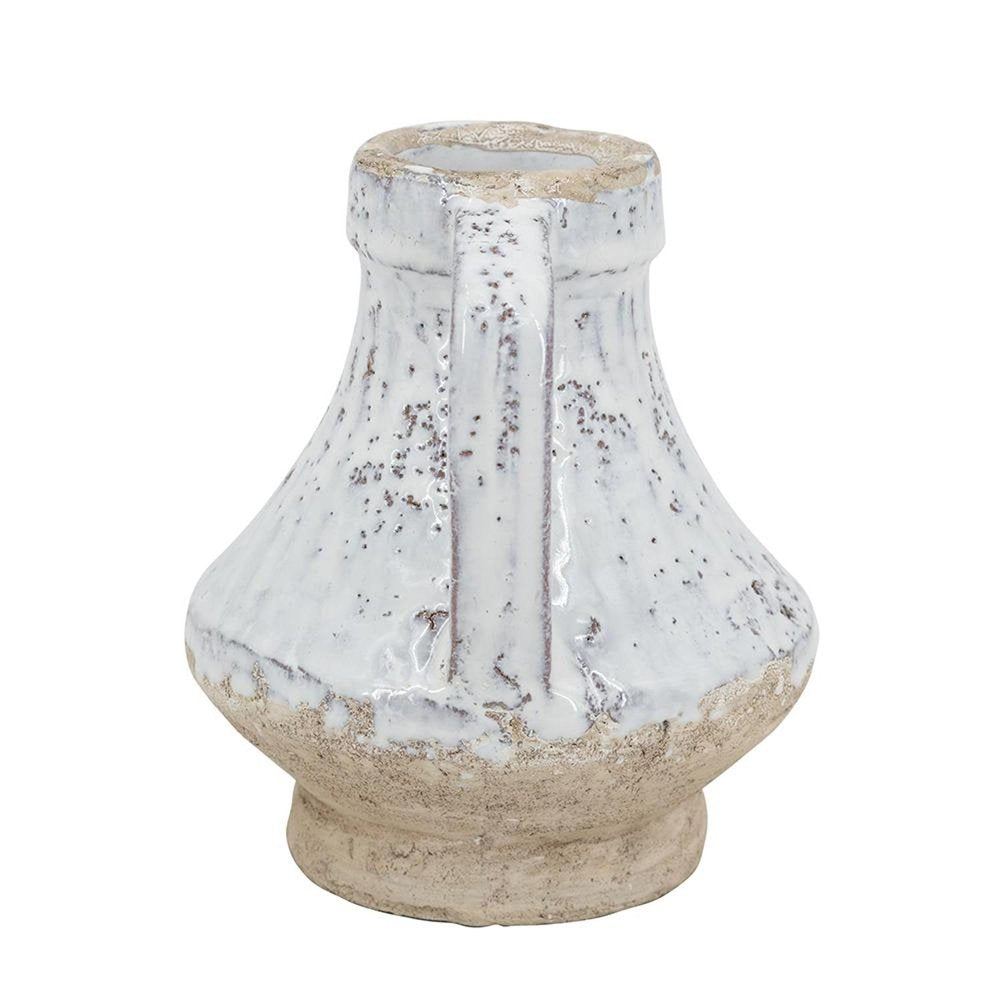 6" Beige and Ivory Round Terracotta Jug Vase With Does Not Apply