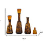 Set of Three Amber Abstract Swirl Glass Decorative Bottles With Stoppers