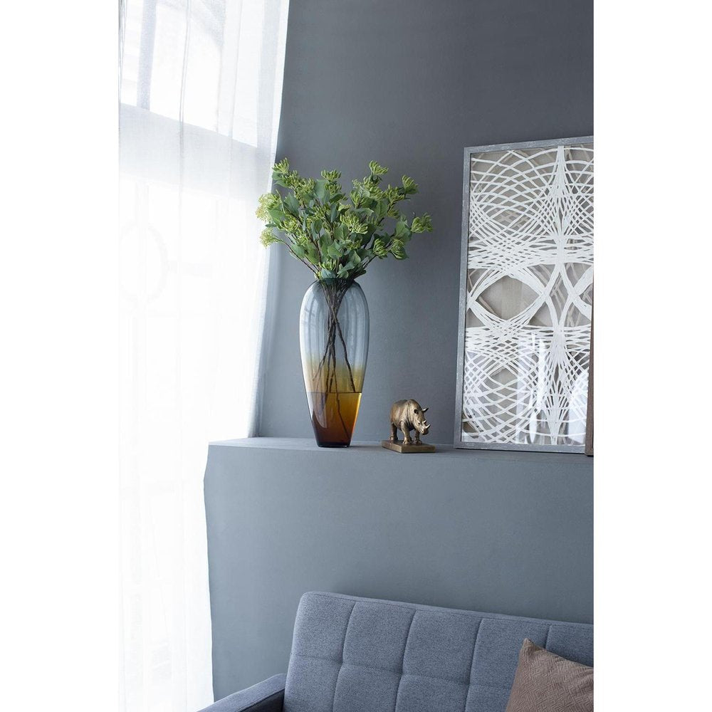 19" Clear And Brown Ombre Glass Table Vase