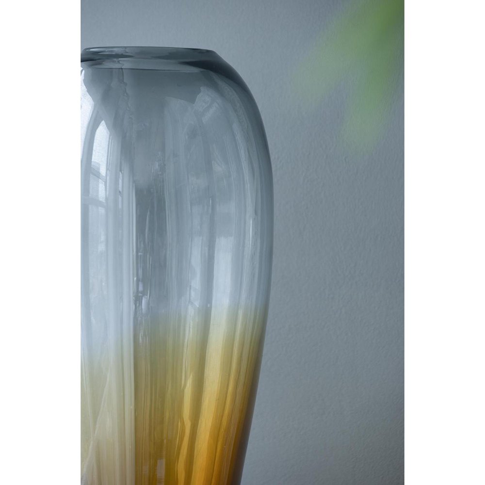 19" Clear And Brown Ombre Glass Table Vase