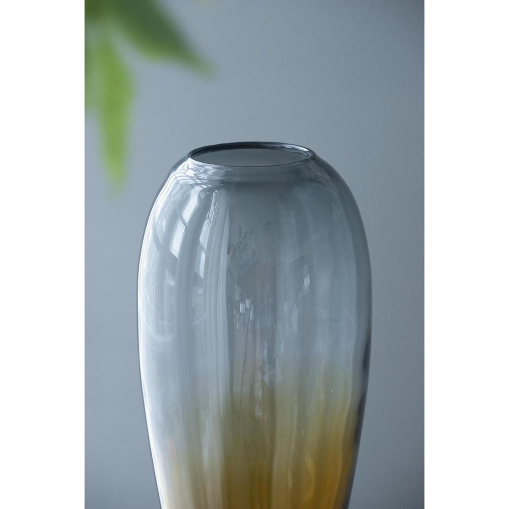 19" Clear And Brown Ombre Glass Table Vase