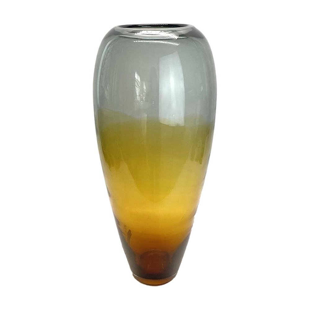 19" Clear And Brown Ombre Glass Table Vase