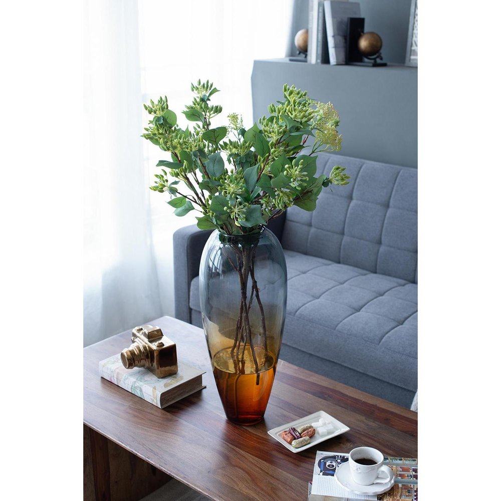 19" Clear And Brown Ombre Glass Table Vase