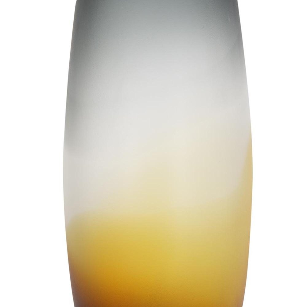 17" Charcoal And Orange Ombre Glass Table Vase