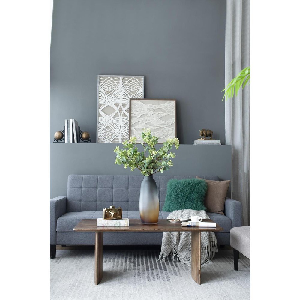 17" Charcoal And Orange Ombre Glass Table Vase