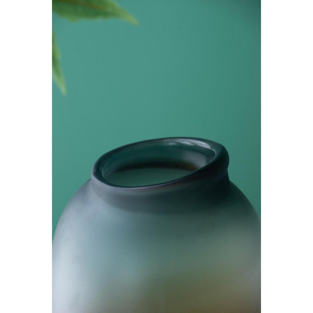 10" Charcoal And Orange Ombre Round Glass Table Vase