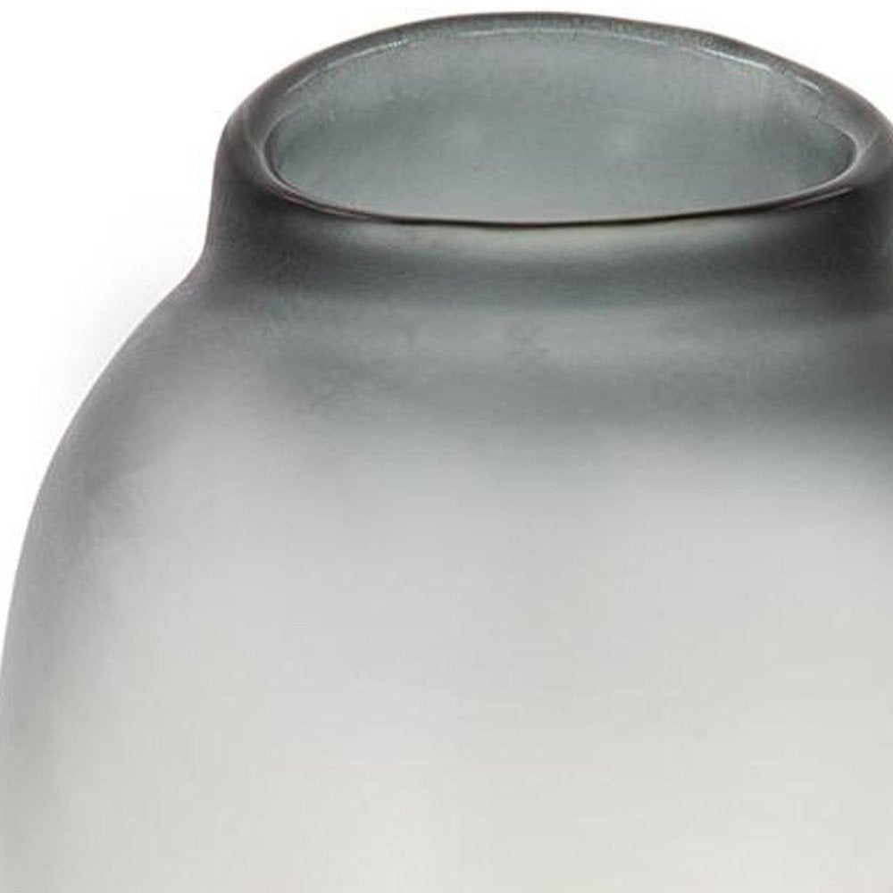 10" Charcoal And Orange Ombre Round Glass Table Vase