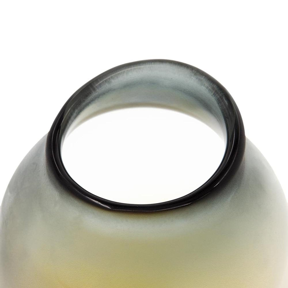 10" Charcoal And Orange Ombre Round Glass Table Vase