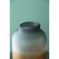 11" Charcoal And Orange Ombre Round Glass Table Vase