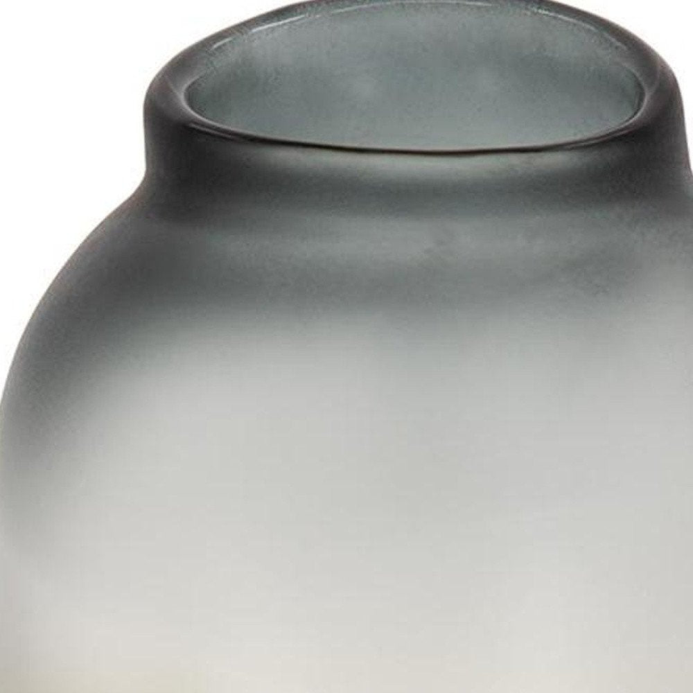 11" Charcoal And Orange Ombre Round Glass Table Vase