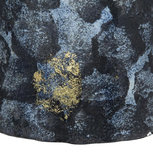 12" Blue And Gold Abstract Bud Glass Table Vase