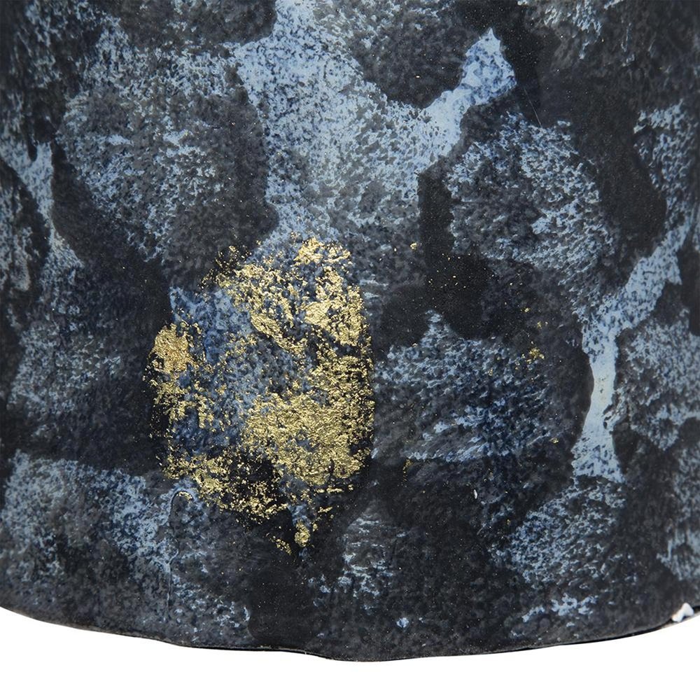 12" Blue And Gold Abstract Bud Glass Table Vase