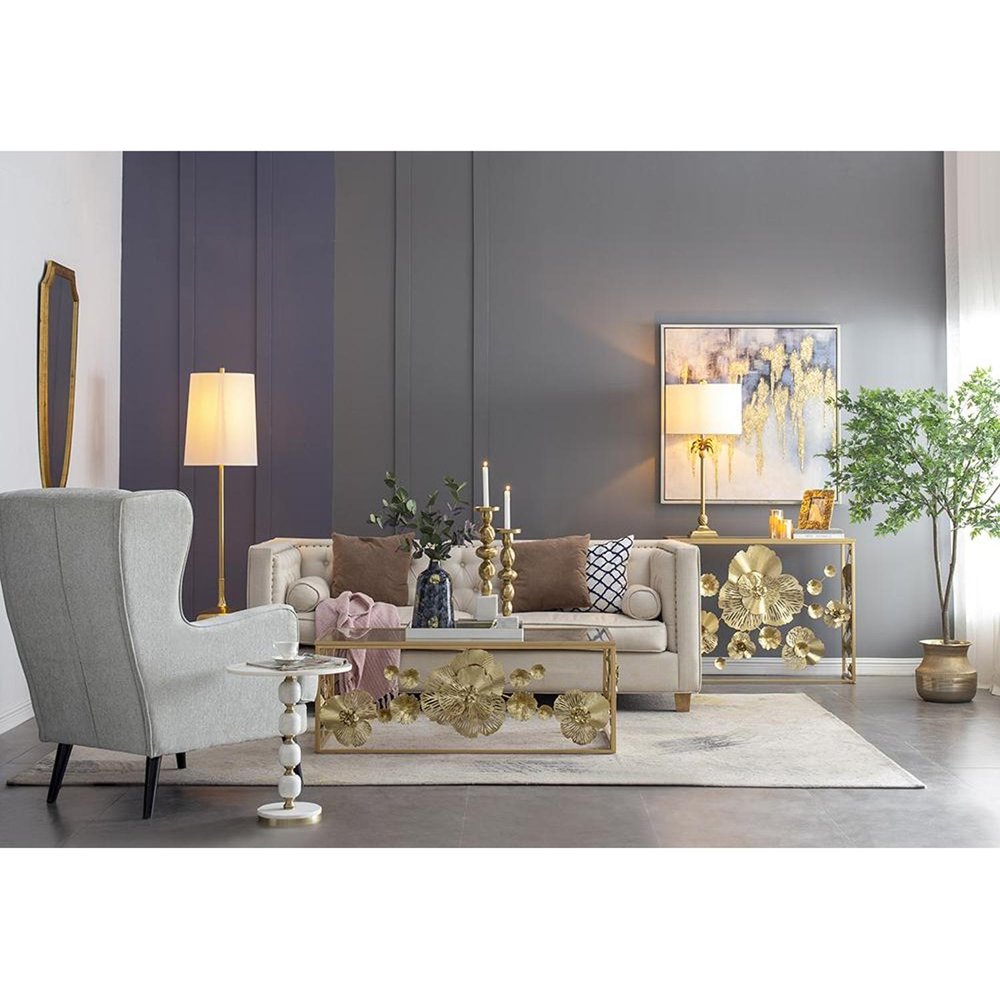 12" Blue And Gold Abstract Bud Glass Table Vase