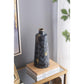 14" Blue And Gold Abstract Bud Glass Table Vase