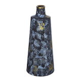 14" Blue And Gold Abstract Bud Glass Table Vase